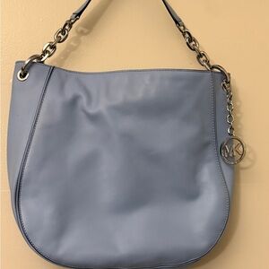 Michael Kors Blue Leather Shoulder Bag with Chain Strap